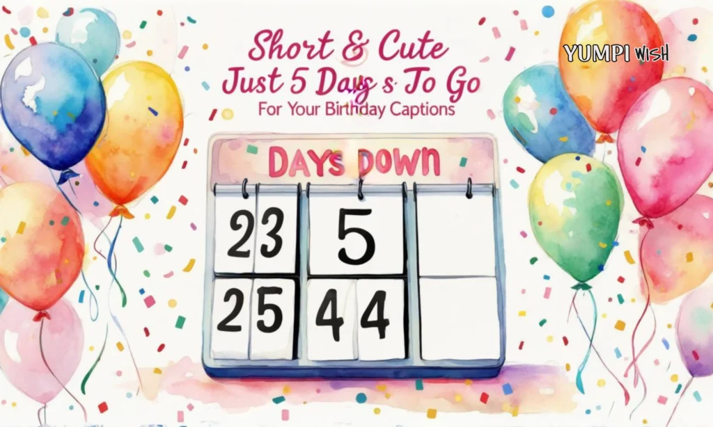 Short & Cute Just 5 Days To Go For Your Birthday Captions